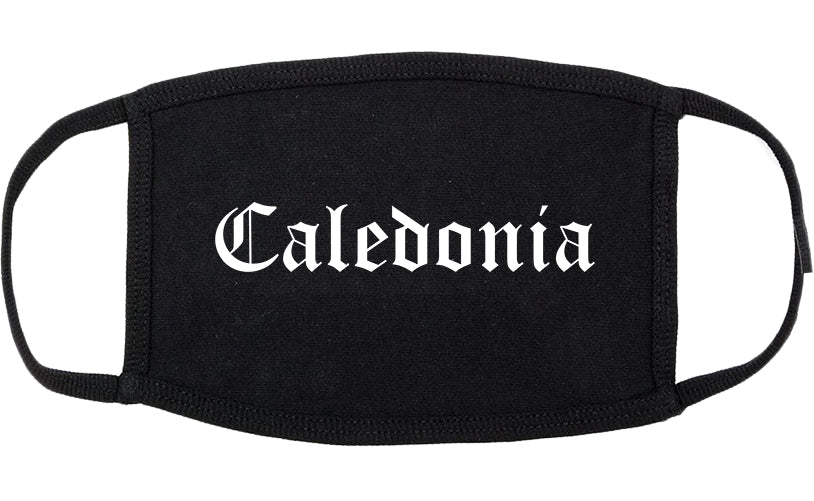 Caledonia Wisconsin WI Old English Cotton Face Mask Black