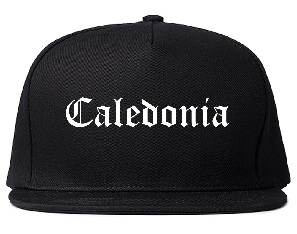 Caledonia Wisconsin WI Old English Mens Snapback Hat Black