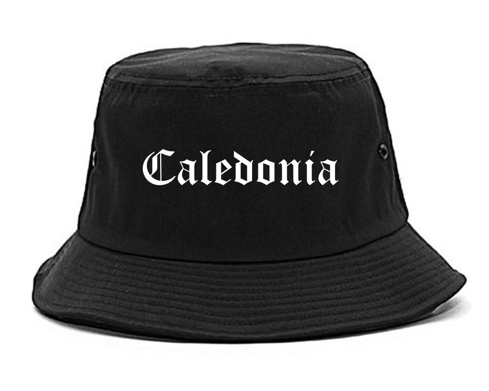 Caledonia Wisconsin WI Old English Mens Bucket Hat Black