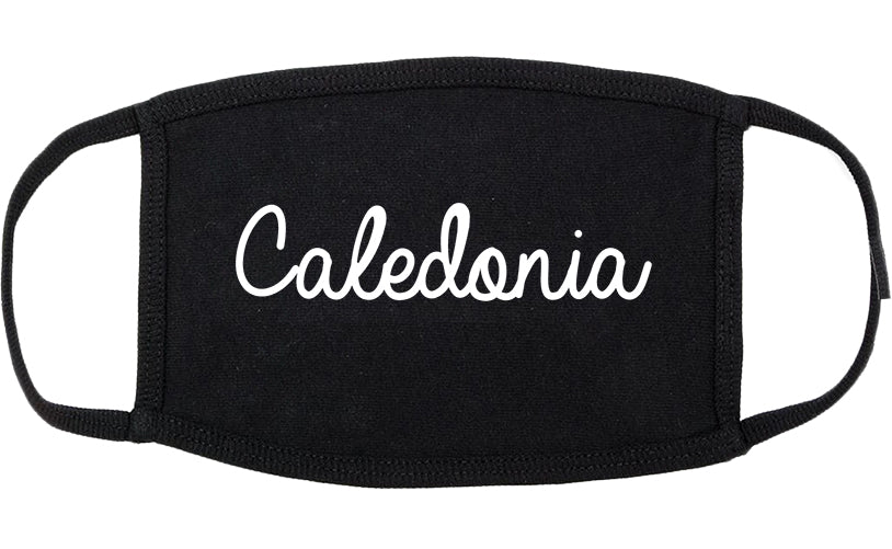Caledonia Wisconsin WI Script Cotton Face Mask Black