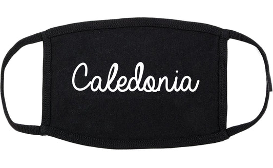 Caledonia Wisconsin WI Script Cotton Face Mask Black