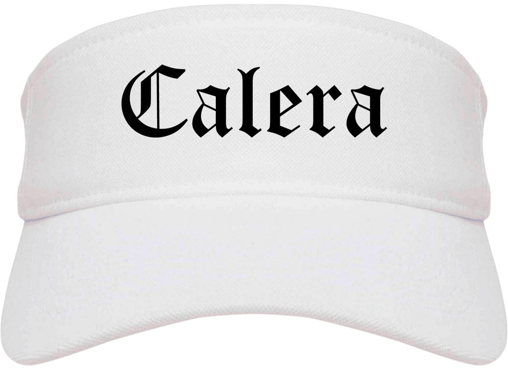 Calera Alabama AL Old English Mens Visor Cap Hat White