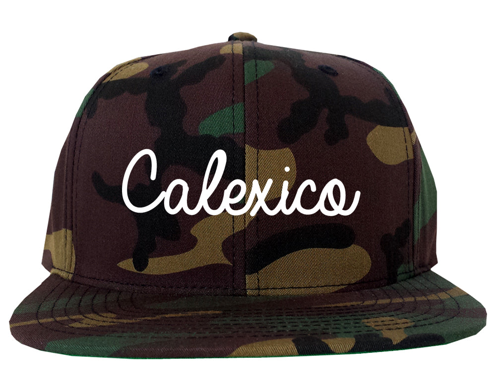 Calexico California CA Script Mens Snapback Hat Army Camo