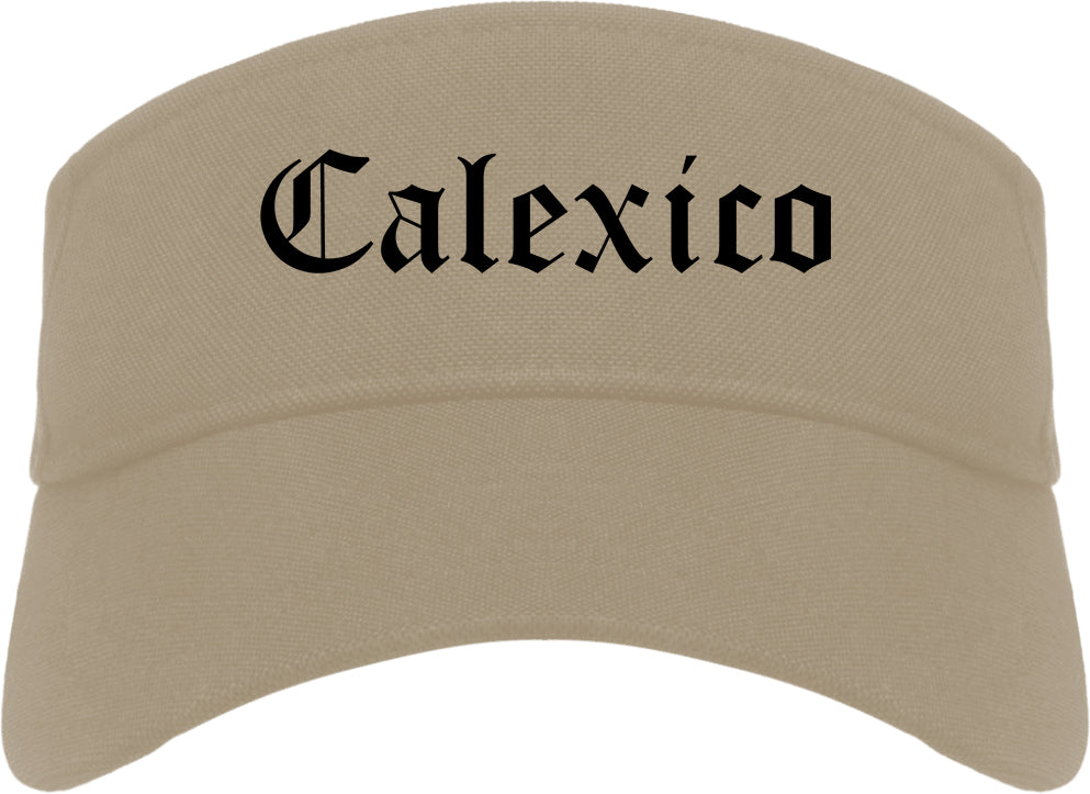 Calexico California CA Old English Mens Visor Cap Hat Khaki