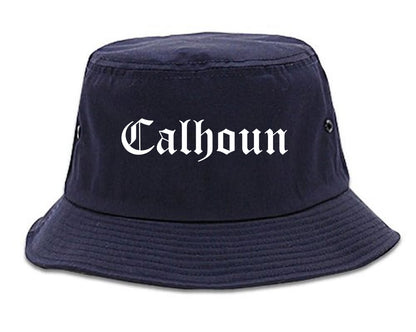 Calhoun Georgia GA Old English Mens Bucket Hat Navy Blue