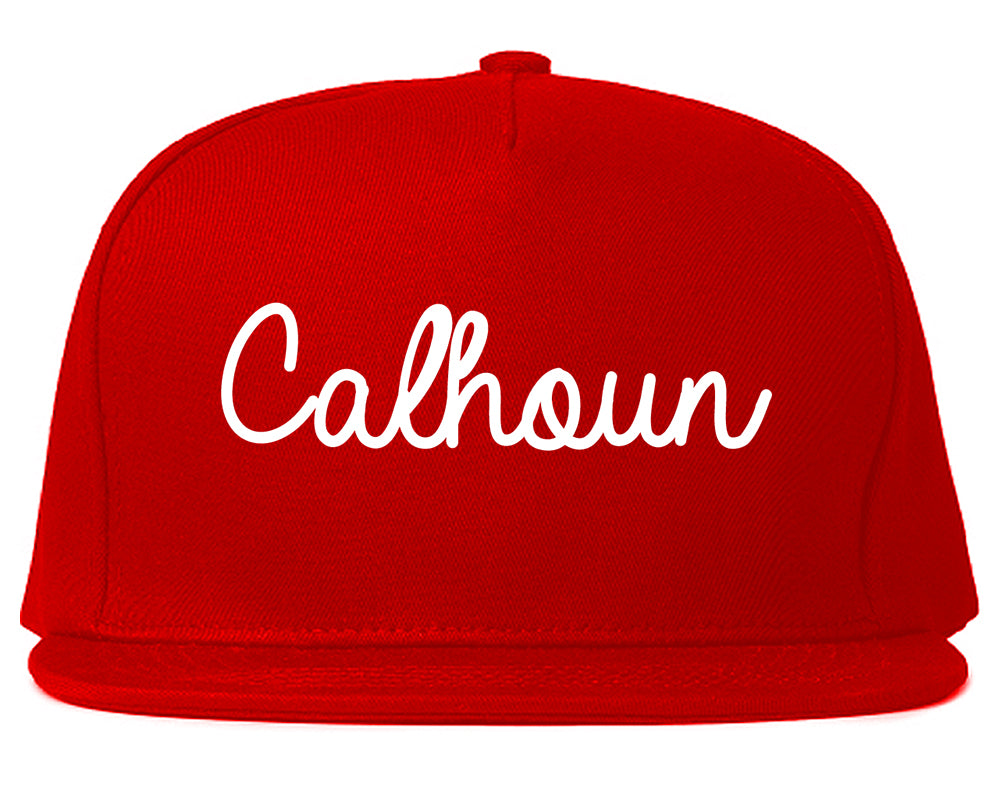 Calhoun Georgia GA Script Mens Snapback Hat Red