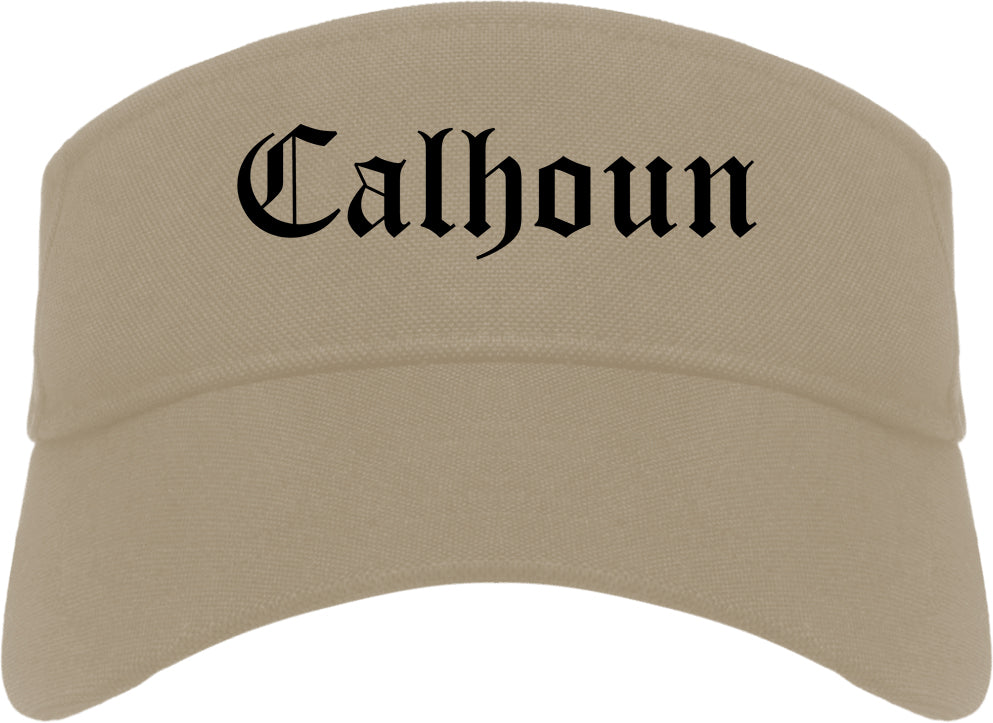 Calhoun Georgia GA Old English Mens Visor Cap Hat Khaki