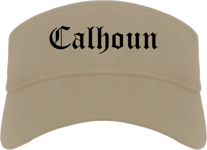 Calhoun Georgia GA Old English Mens Visor Cap Hat Khaki