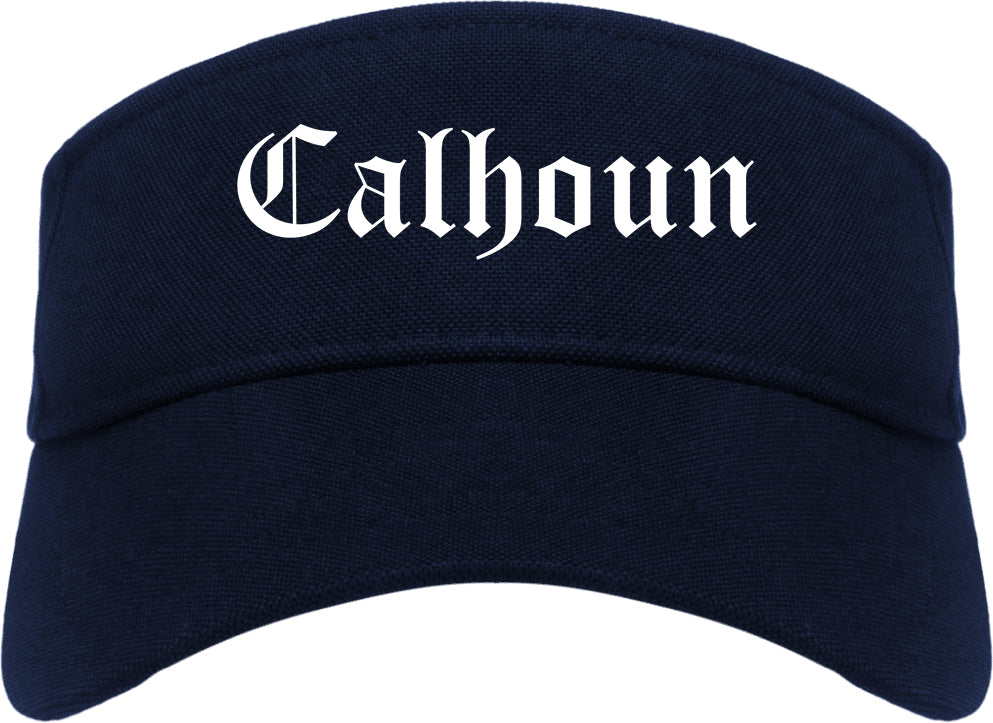 Calhoun Georgia GA Old English Mens Visor Cap Hat Navy Blue
