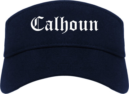 Calhoun Georgia GA Old English Mens Visor Cap Hat Navy Blue