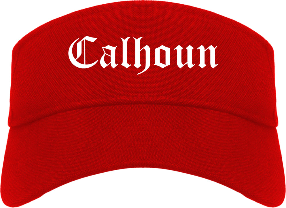 Calhoun Georgia GA Old English Mens Visor Cap Hat Red