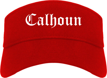 Calhoun Georgia GA Old English Mens Visor Cap Hat Red