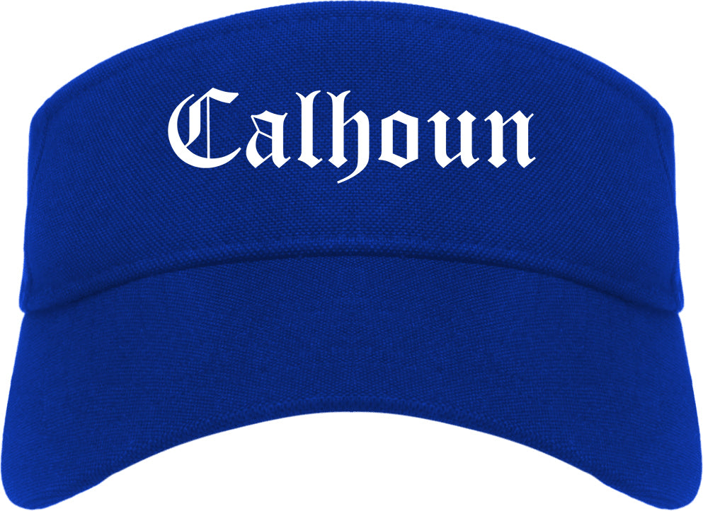 Calhoun Georgia GA Old English Mens Visor Cap Hat Royal Blue