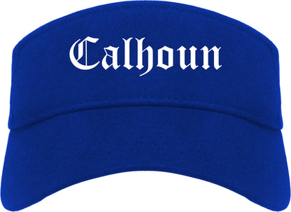 Calhoun Georgia GA Old English Mens Visor Cap Hat Royal Blue