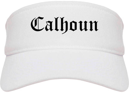 Calhoun Georgia GA Old English Mens Visor Cap Hat White
