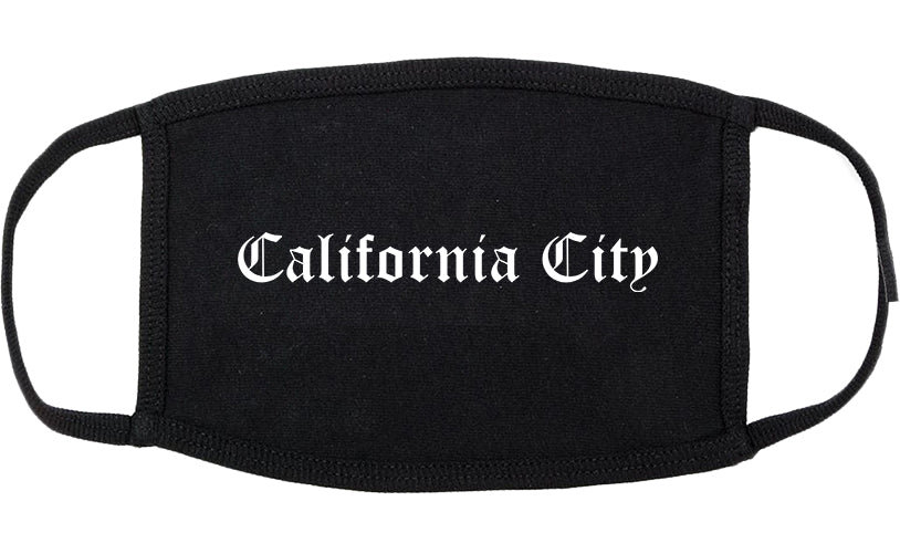 California City California CA Old English Cotton Face Mask Black