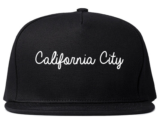 California City California CA Script Mens Snapback Hat Black