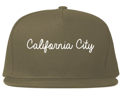 California City California CA Script Mens Snapback Hat Grey