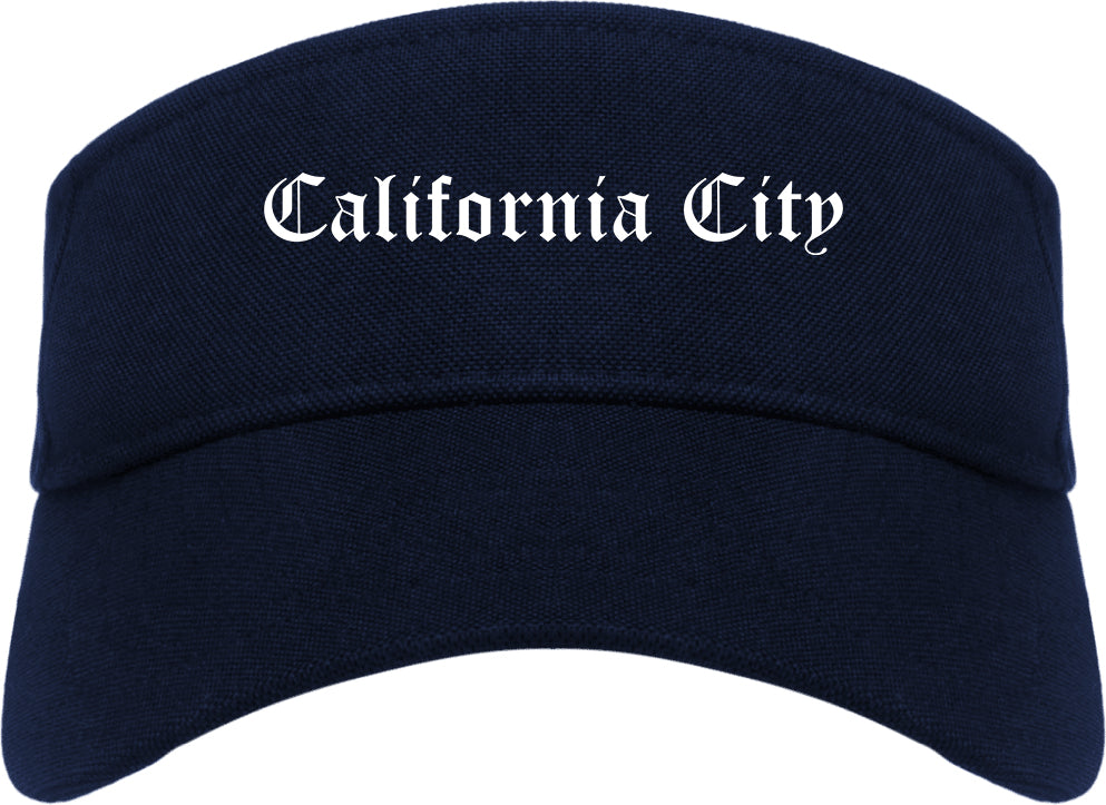 California City California CA Old English Mens Visor Cap Hat Navy Blue