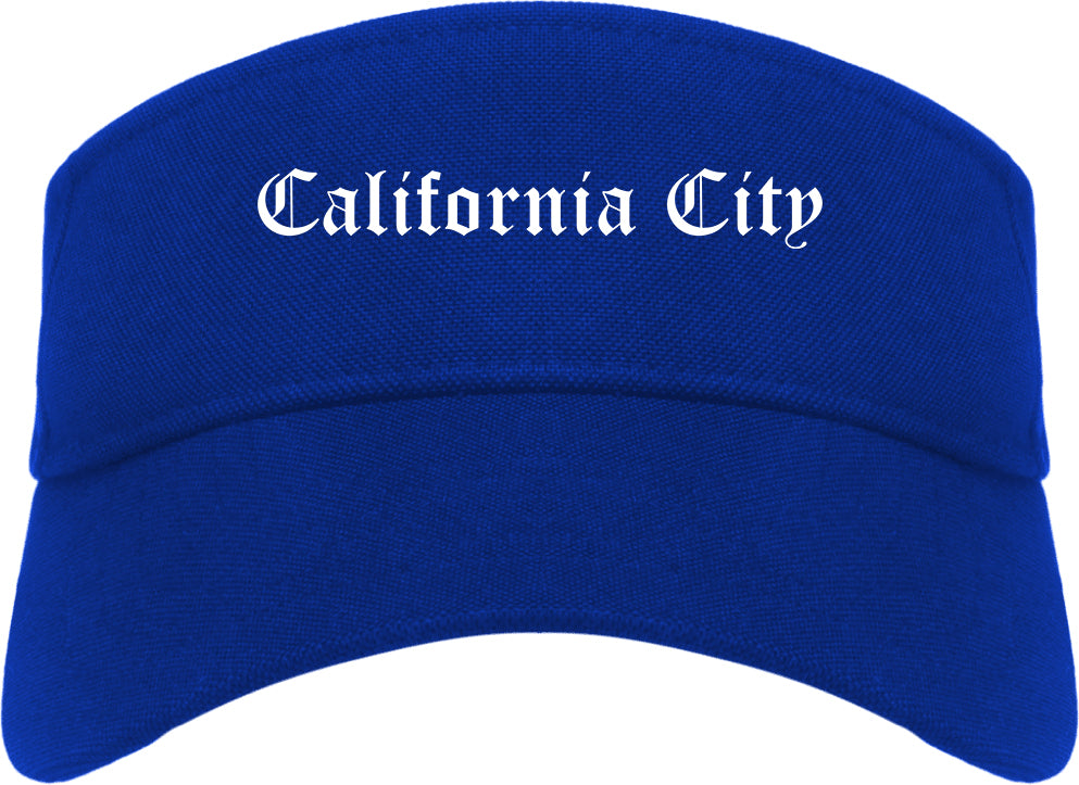 California City California CA Old English Mens Visor Cap Hat Royal Blue