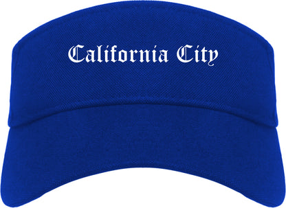 California City California CA Old English Mens Visor Cap Hat Royal Blue