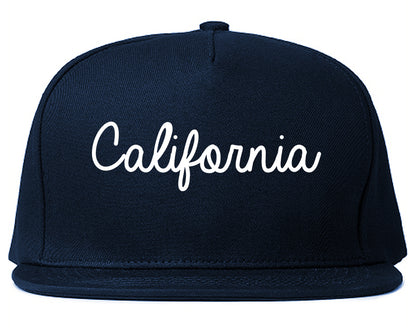 California Pennsylvania PA Script Mens Snapback Hat Navy Blue