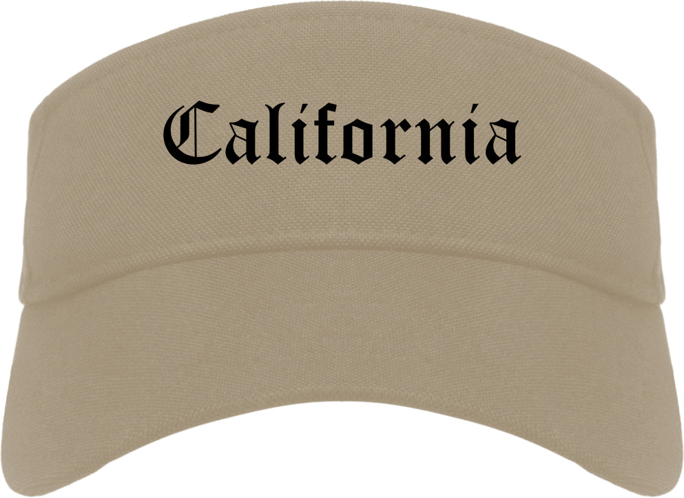 California Pennsylvania PA Old English Mens Visor Cap Hat Khaki