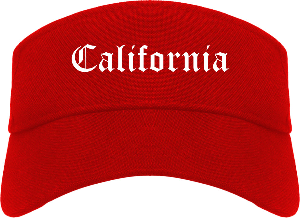 California Pennsylvania PA Old English Mens Visor Cap Hat Red