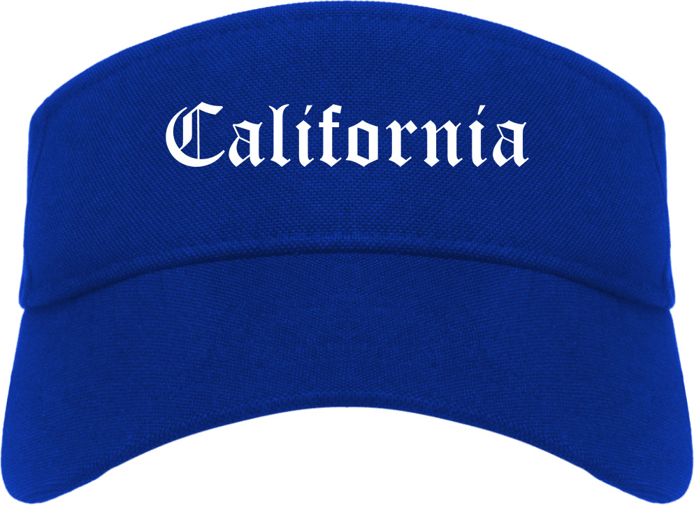 California Pennsylvania PA Old English Mens Visor Cap Hat Royal Blue