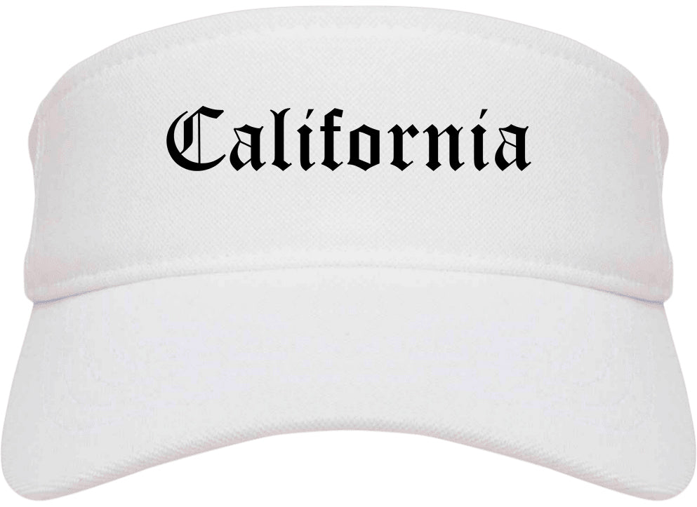 California Pennsylvania PA Old English Mens Visor Cap Hat White