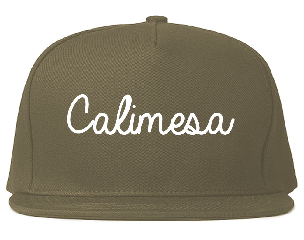 Calimesa California CA Script Mens Snapback Hat Grey