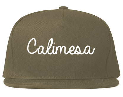 Calimesa California CA Script Mens Snapback Hat Grey