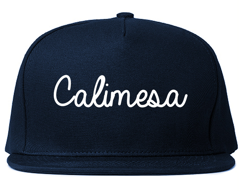 Calimesa California CA Script Mens Snapback Hat Navy Blue