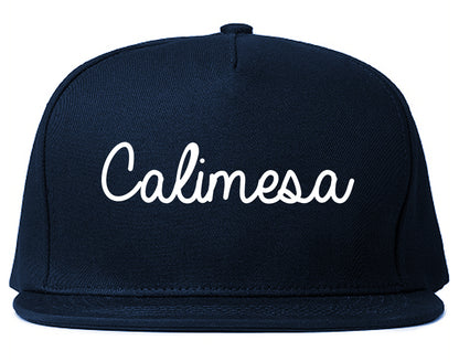 Calimesa California CA Script Mens Snapback Hat Navy Blue