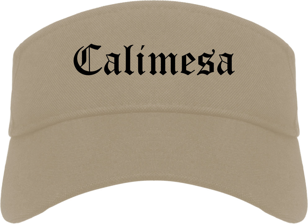 Calimesa California CA Old English Mens Visor Cap Hat Khaki