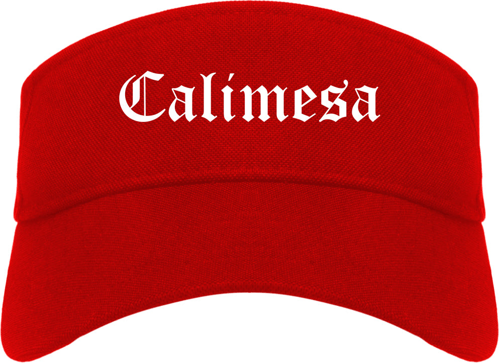 Calimesa California CA Old English Mens Visor Cap Hat Red