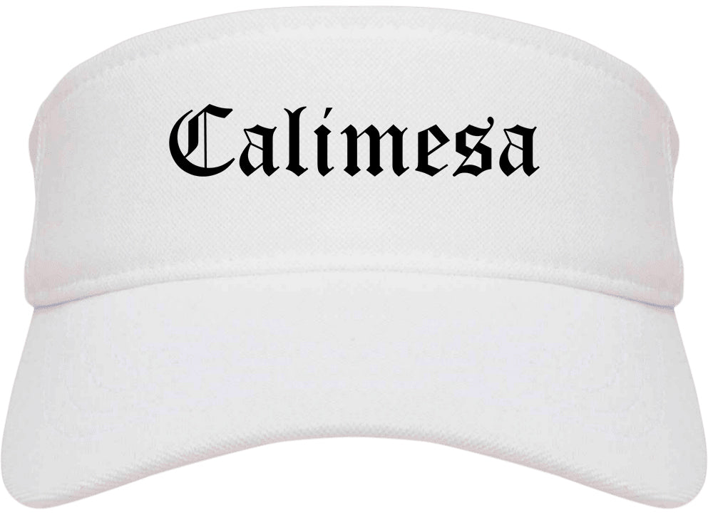 Calimesa California CA Old English Mens Visor Cap Hat White