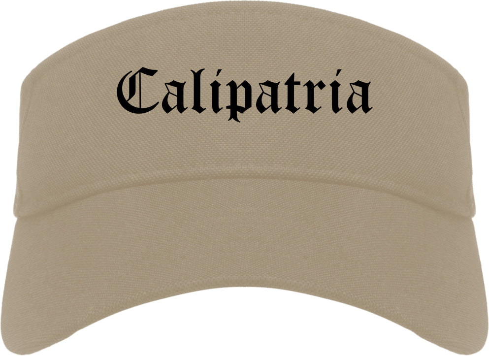 Calipatria California CA Old English Mens Visor Cap Hat Khaki