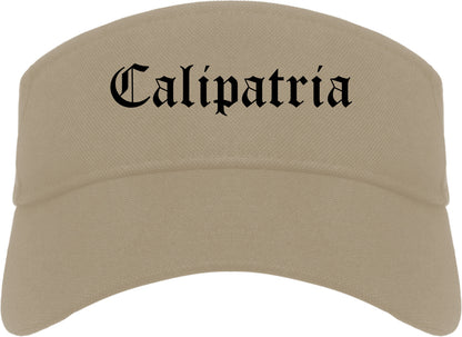 Calipatria California CA Old English Mens Visor Cap Hat Khaki