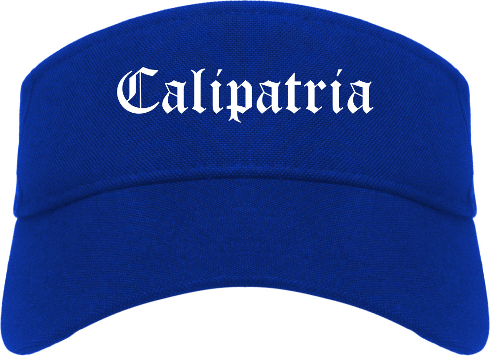 Calipatria California CA Old English Mens Visor Cap Hat Royal Blue