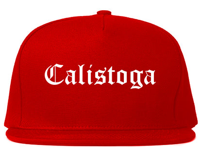Calistoga California CA Old English Mens Snapback Hat Red