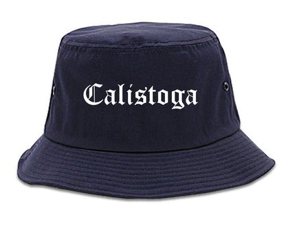 Calistoga California CA Old English Mens Bucket Hat Navy Blue