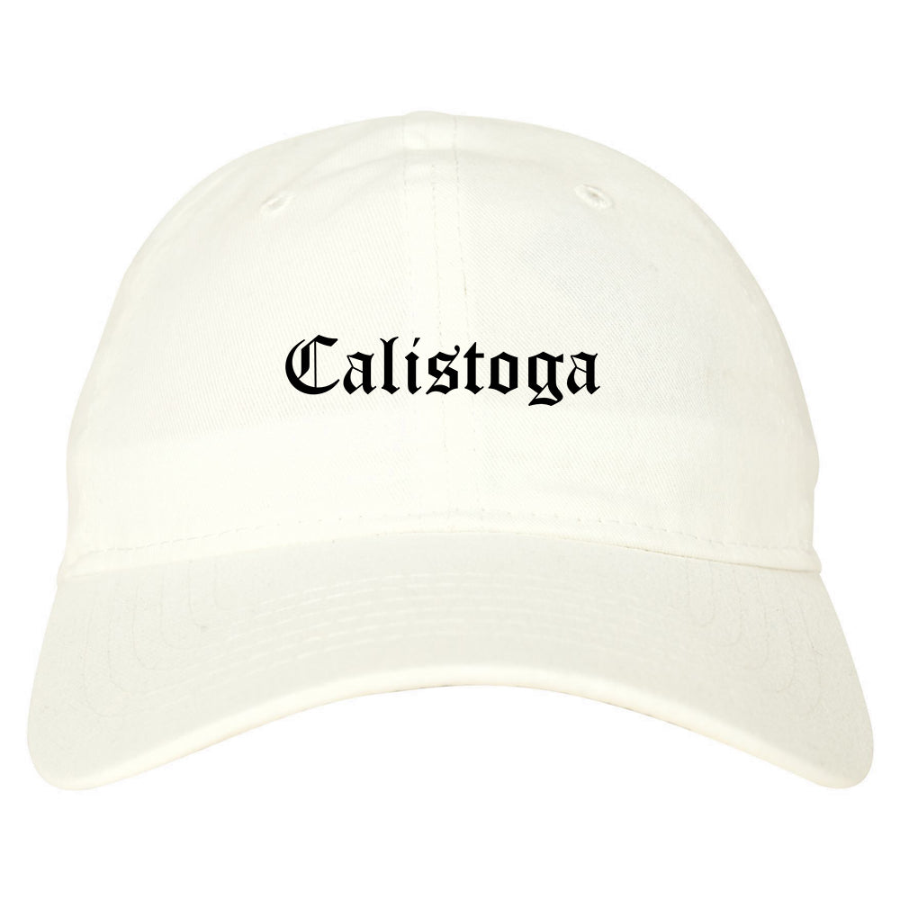 Calistoga California CA Old English Mens Dad Hat Baseball Cap White