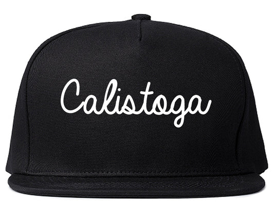 Calistoga California CA Script Mens Snapback Hat Black