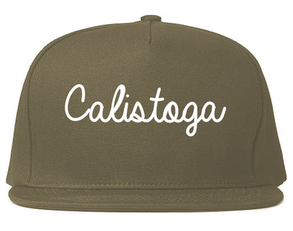 Calistoga California CA Script Mens Snapback Hat Grey