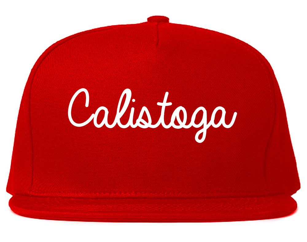 Calistoga California CA Script Mens Snapback Hat Red