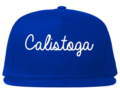 Calistoga California CA Script Mens Snapback Hat Royal Blue