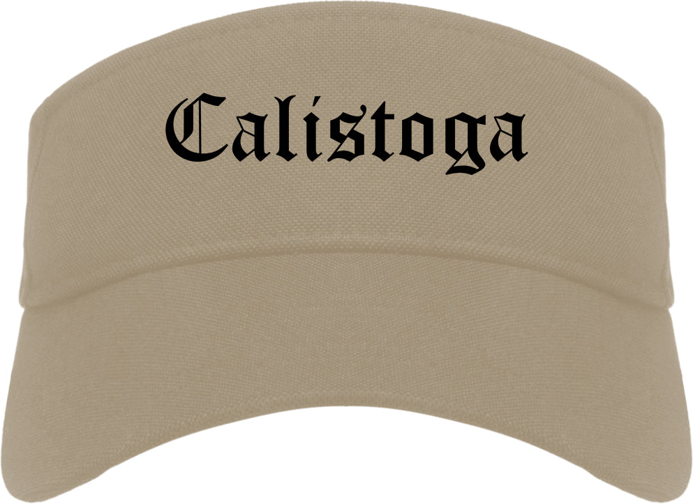 Calistoga California CA Old English Mens Visor Cap Hat Khaki