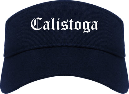 Calistoga California CA Old English Mens Visor Cap Hat Navy Blue