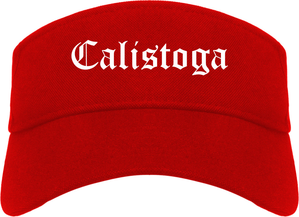Calistoga California CA Old English Mens Visor Cap Hat Red